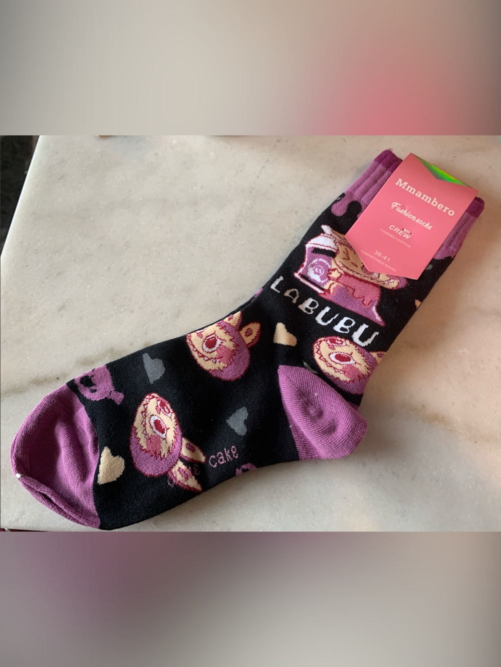Women's Black & Purple Crew Socks